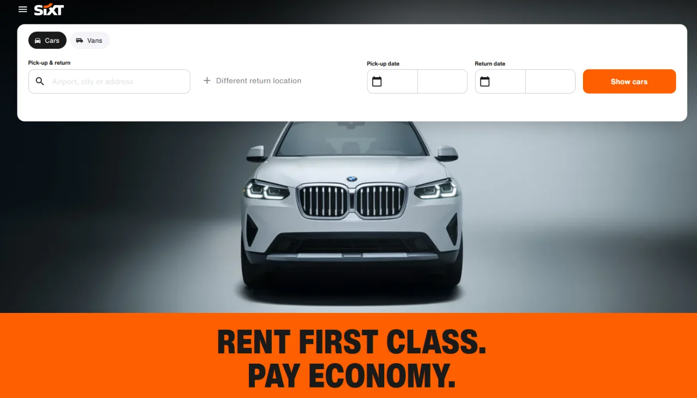 sixt.co.uk main banner